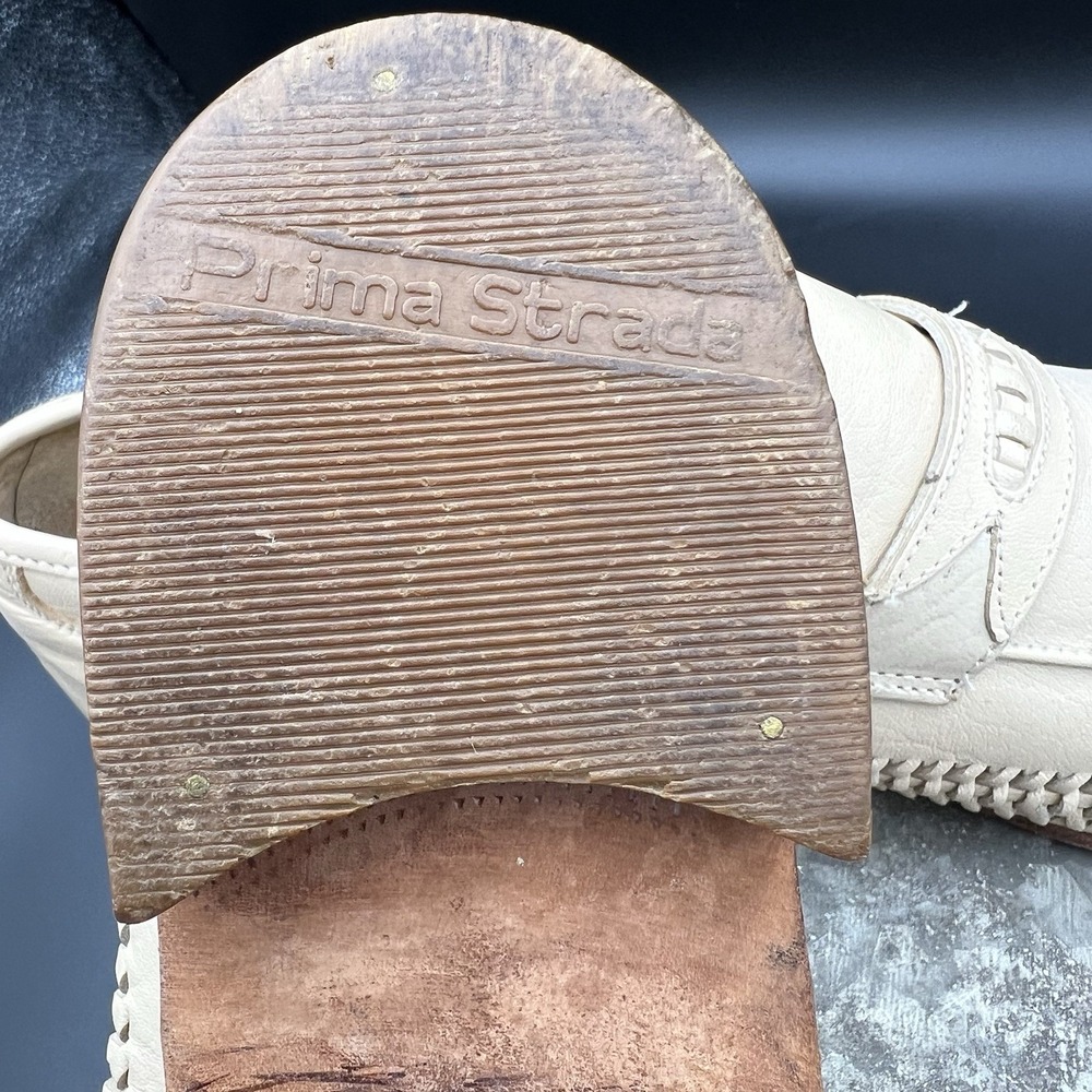 Vintage Prima Strada Italy Men Loafers 10.5 M Beige Woven Braided Leather Shoes - Picture 8 of 16
